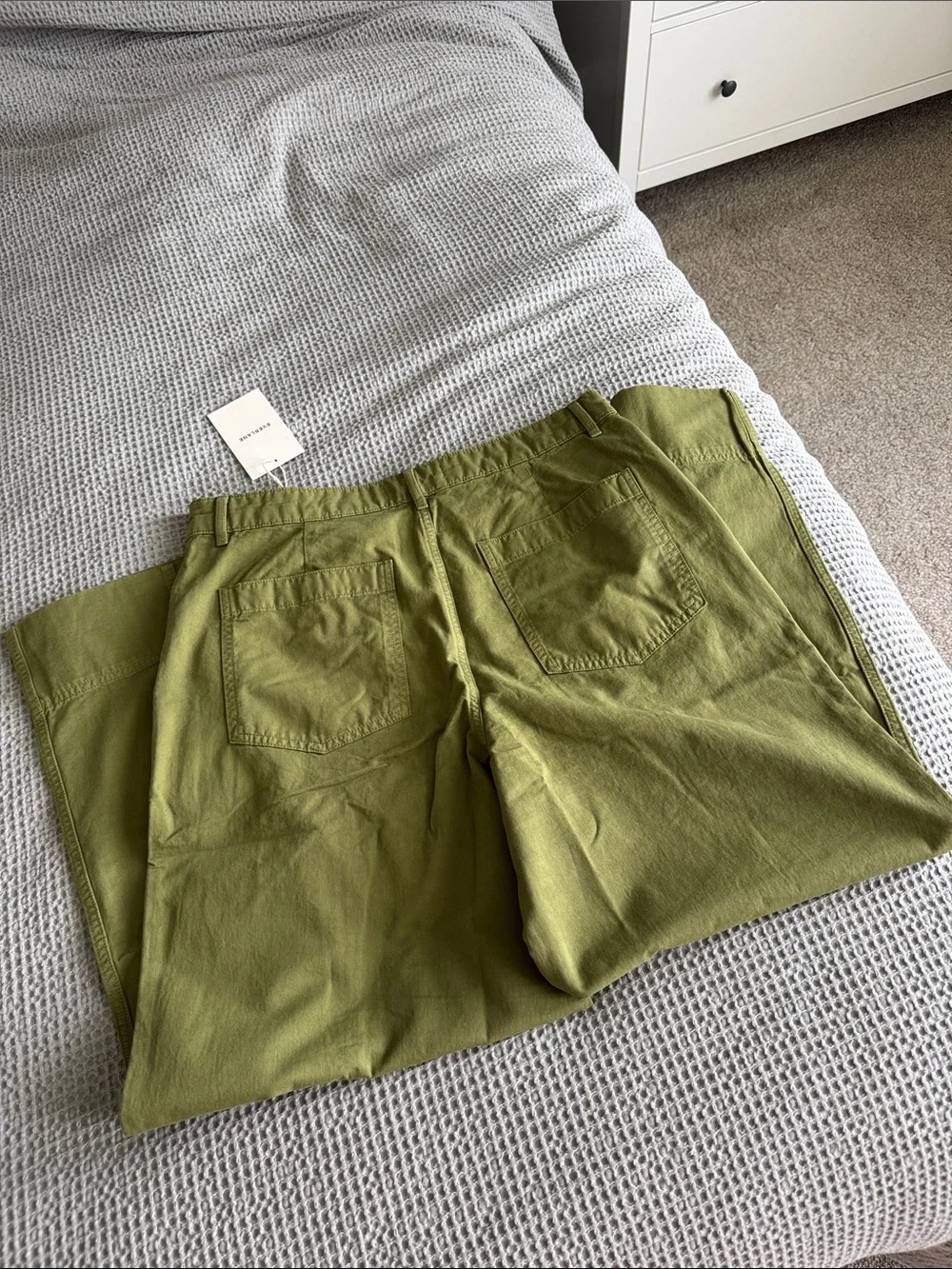 NWT! Everlane SEAMED WIDE-LEG PANT Cotton/Linen Blend Olive Green Utility Pants